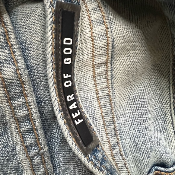 FEAR OF GOD SIXTH COLLECTION Blue Distressed Slim Tapered Men's Jeans W34 L34 - Picture 9 of 13